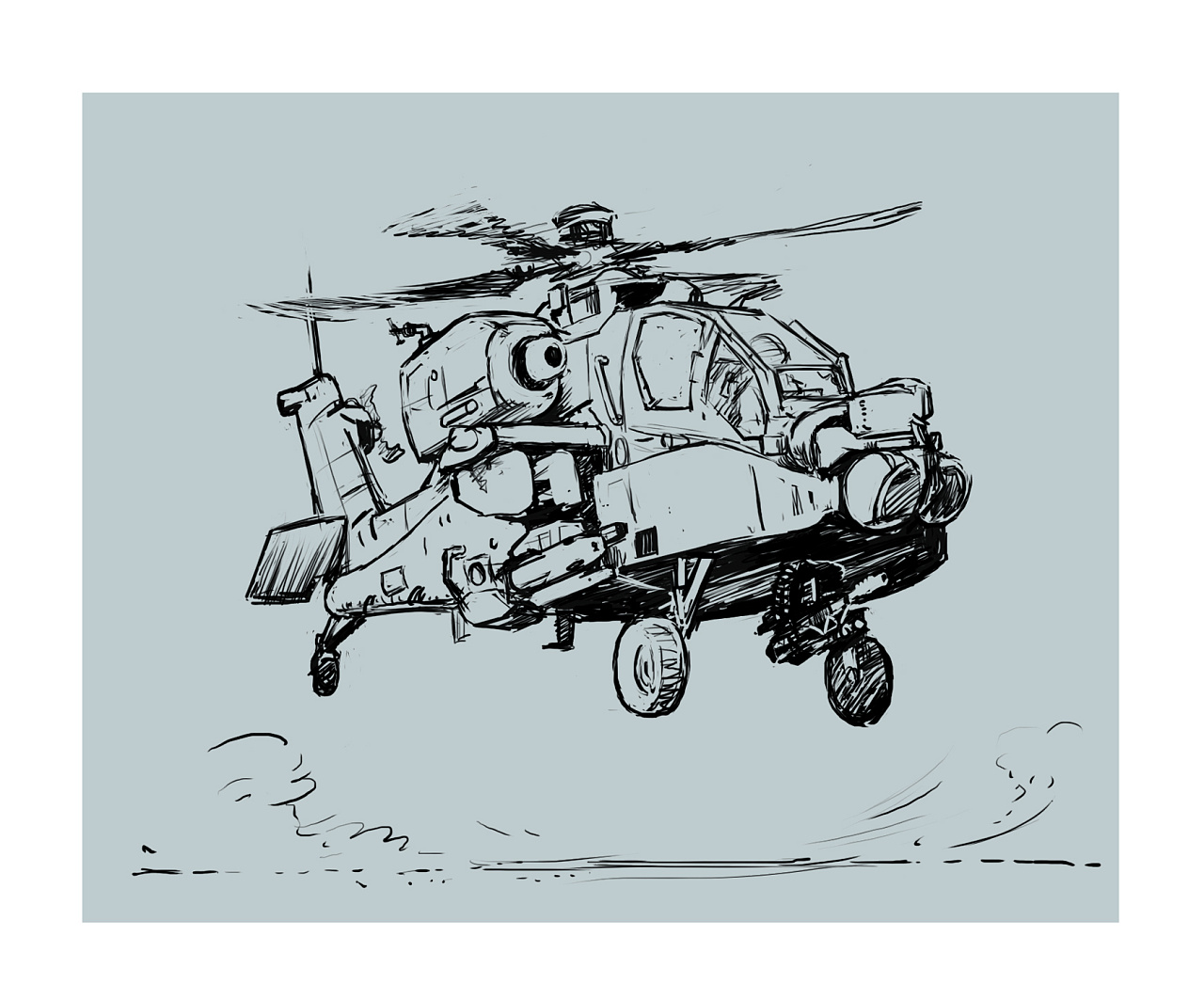 阿帕奇武装直升机画画图片