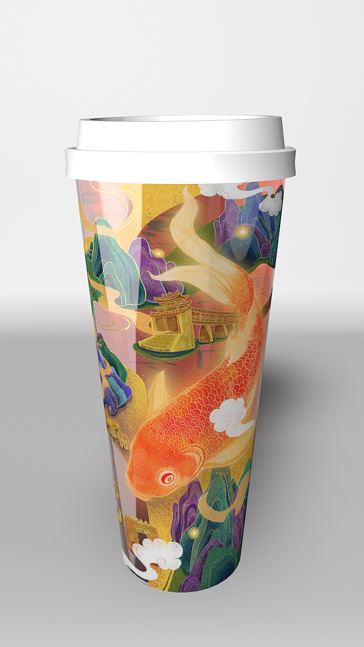 璟鲤茶叶插画设计