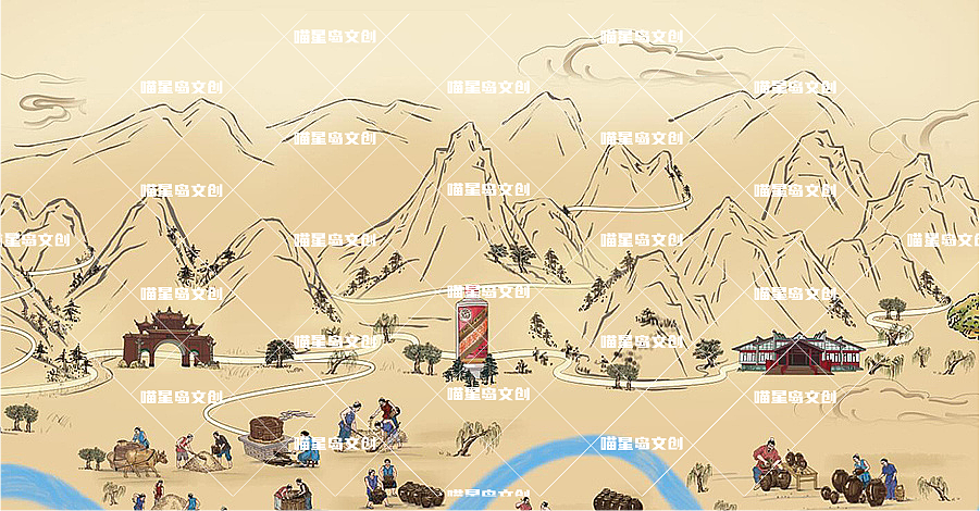 好多人都来问的一张手绘地图——茅台镇手绘地图（图ZMjQ4NjM3OTY4） - 商业插画 - 站酷设计师喵星岛文创原创素材 - 站酷ZCOOL