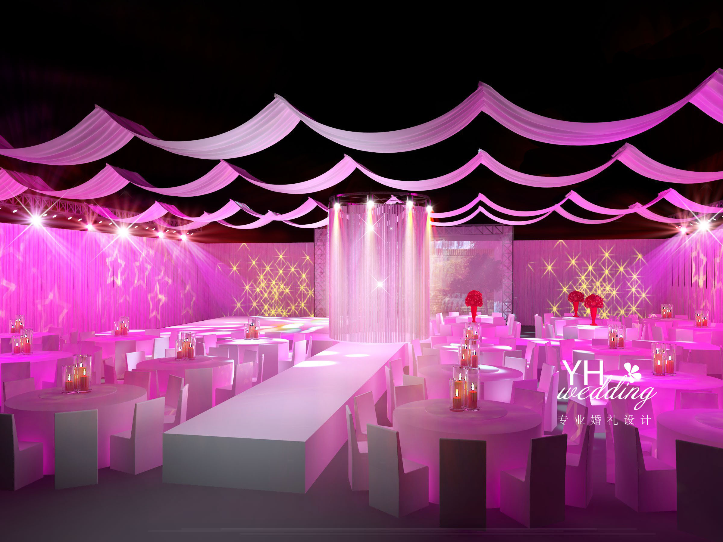 yhwedding婚礼设计:全息投影婚礼3d效果图