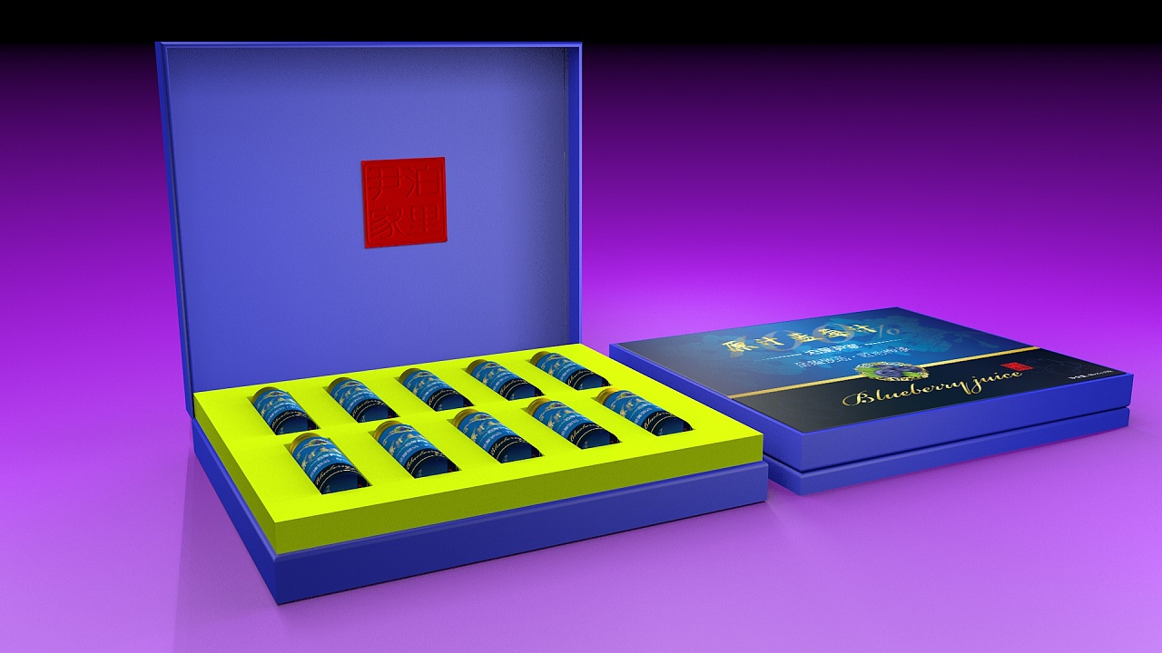 bc大猫设计/蓝莓汁饮料礼盒包装设计