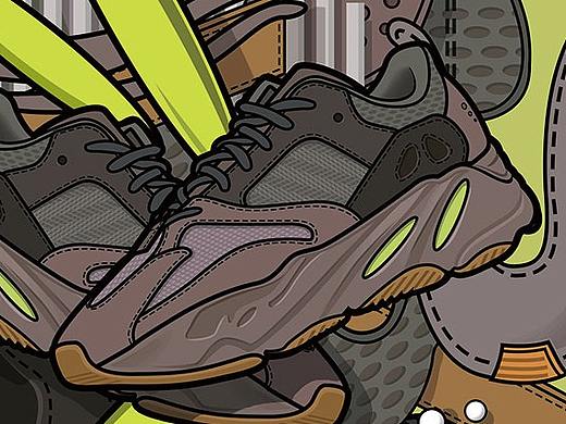 YEEZY 700 球鞋插画（个人主页-ZMzE2MzA0Njg=） - 商业插画 - 站酷设计师TTTsc原创素材 - 站酷ZCOOL