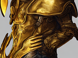 #AI创作实验室#动物兔子详细肖像,中式古代,黄金甲,