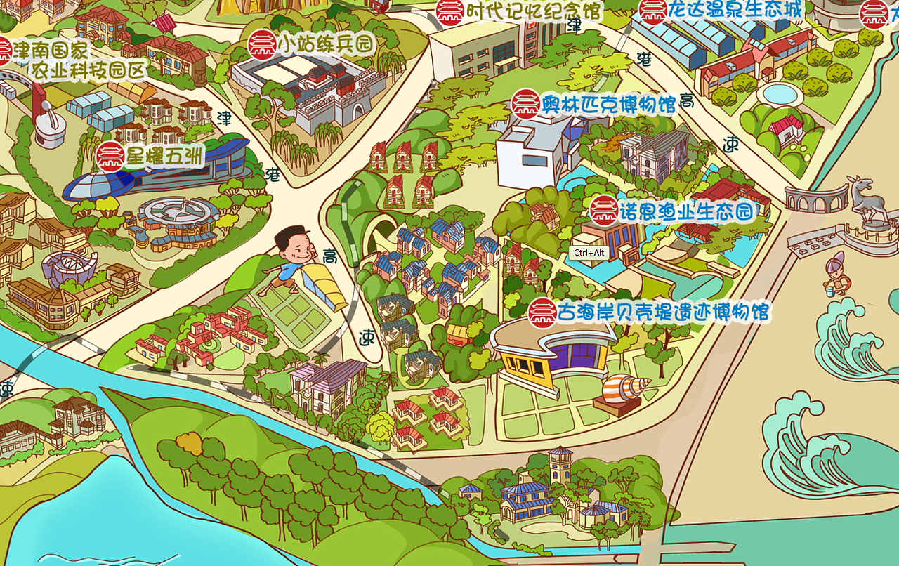 天津旅游手绘地图（图ZNDUxNDQ2ODA=） - 宣传物料 - 站酷设计师MJC0909原创素材 - 站酷ZCOOL