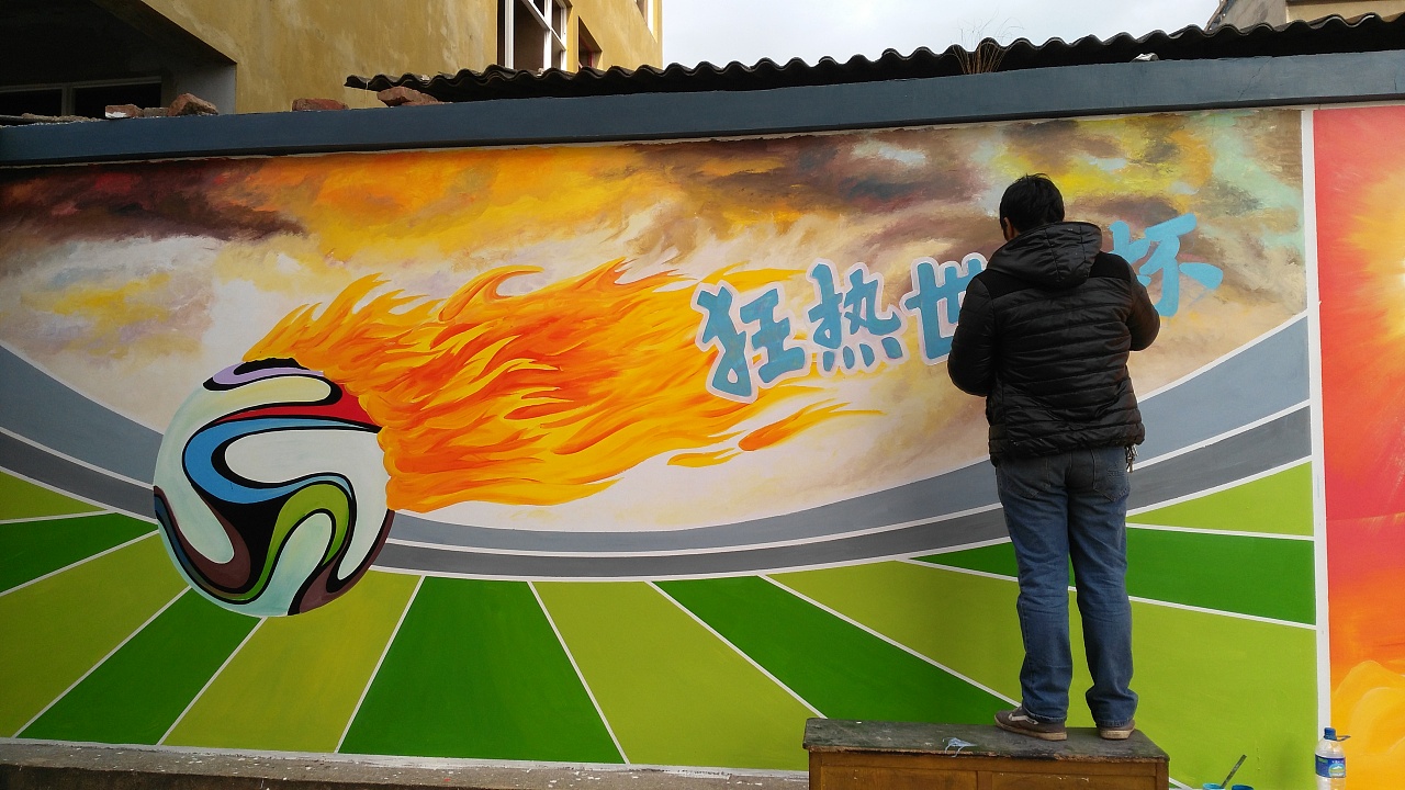 云南昆明校园文化墙体彩绘校园文化墙画手绘墙