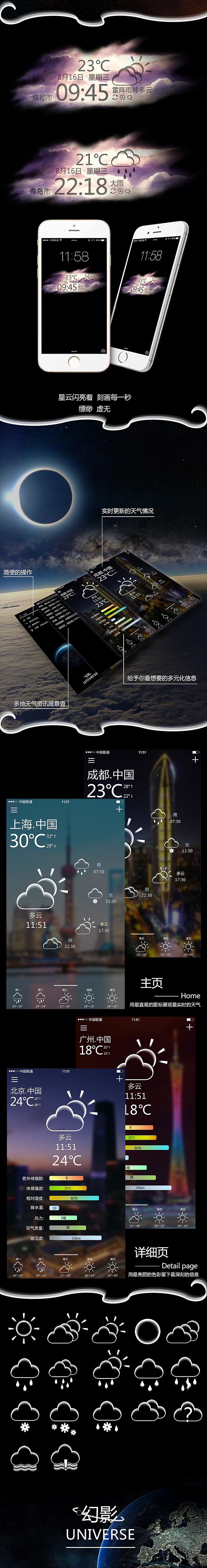 幻影系列 天气图标及界面（图ZMzI0NTc0NzI=） - APP界面 - 站酷设计师林牧原创素材 - 站酷ZCOOL