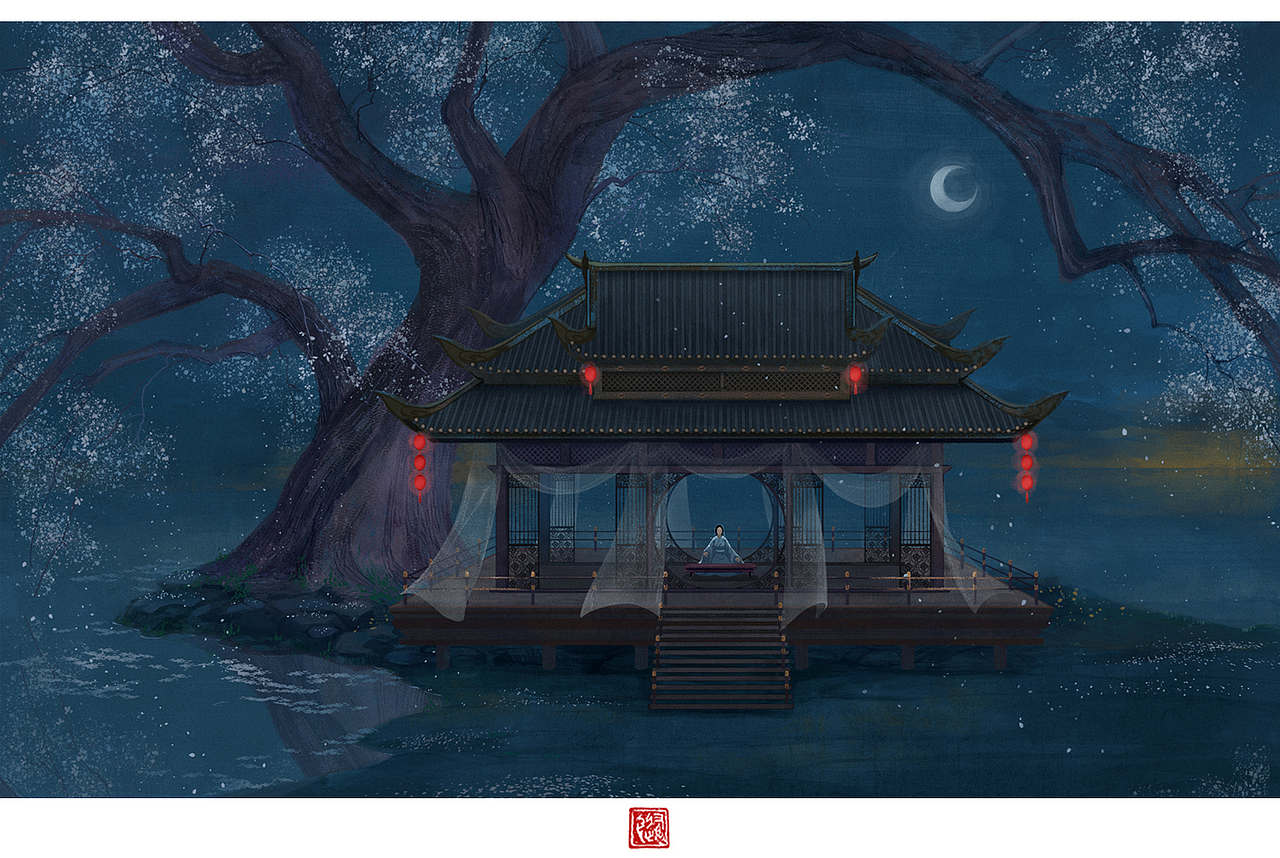 兰若寺的聂小倩（图ZMTc2NjAyODgw） - 商业插画 - 站酷设计师养猫画画的随随原创素材 - 站酷ZCOOL