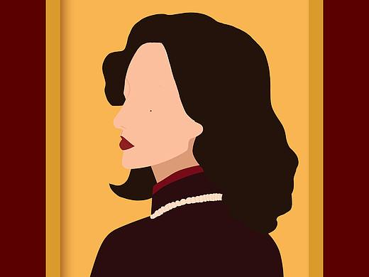 扁平风装饰画复古夜上海旗袍画报女郎插画