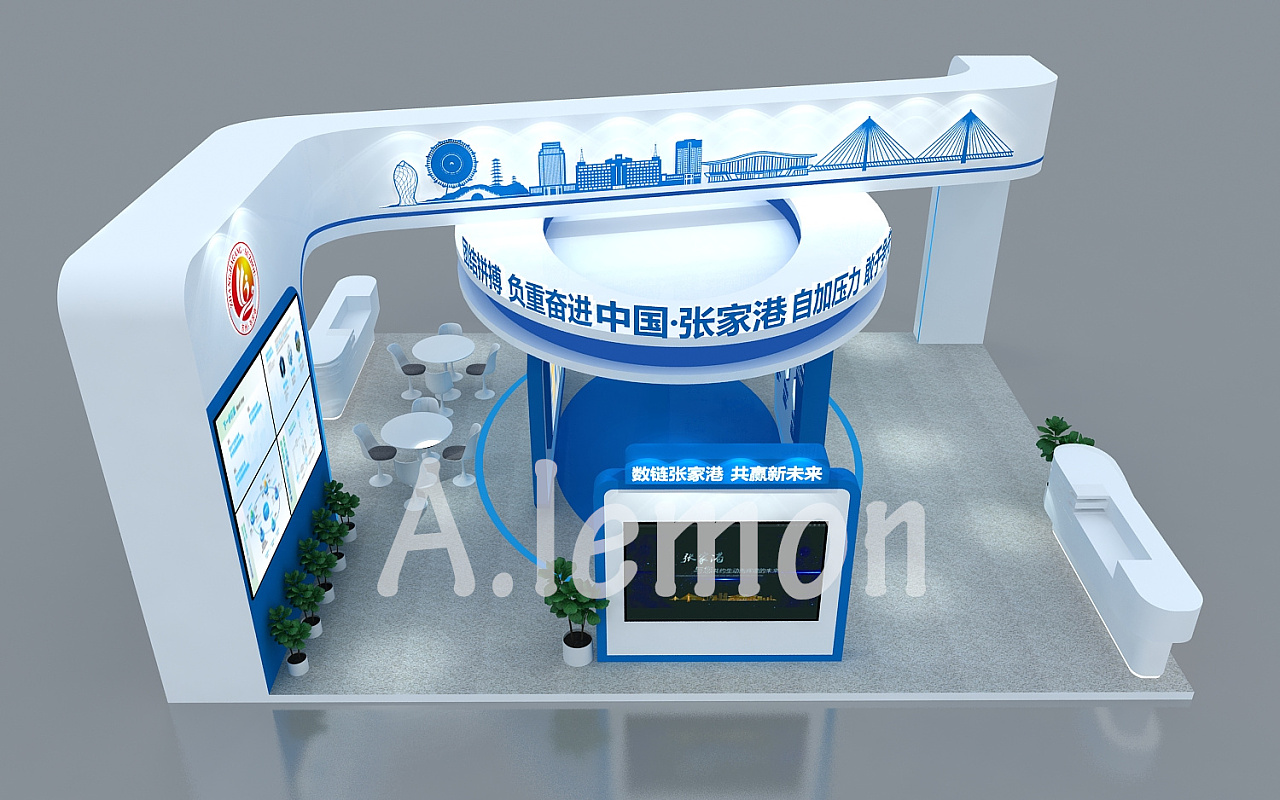 科技感展位设计效果图|空间|展陈设计|柠檬之恋 - 原创作品 - 站酷