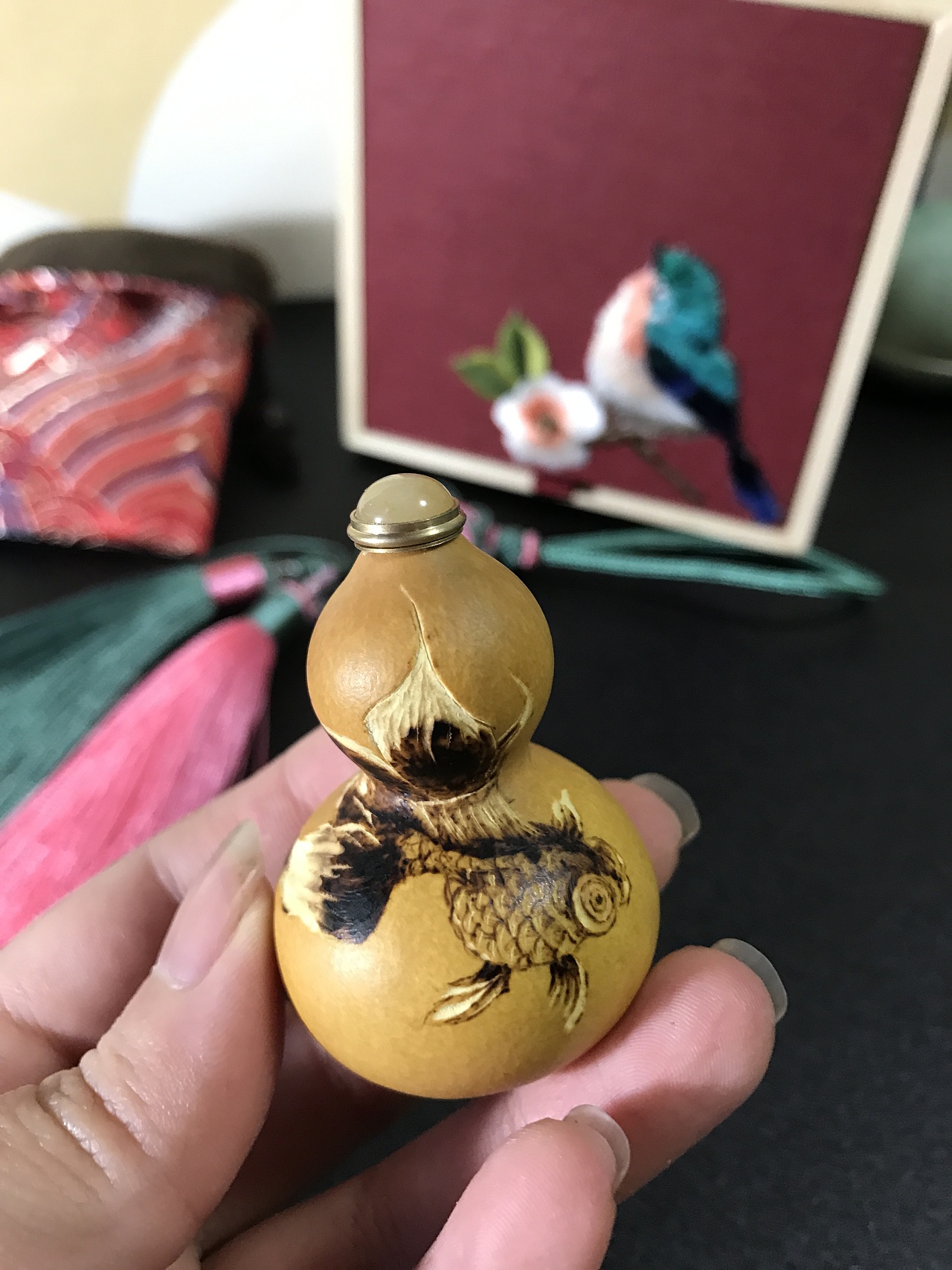 小恽老师,定制烙画雕刻葫芦,年年有鱼系列