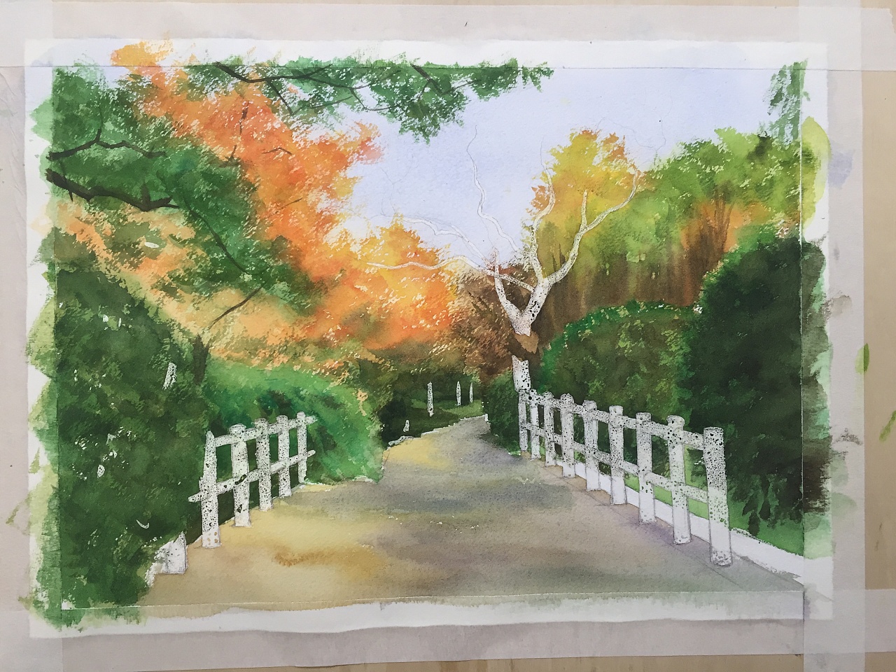 水彩-林间小路(附过程)