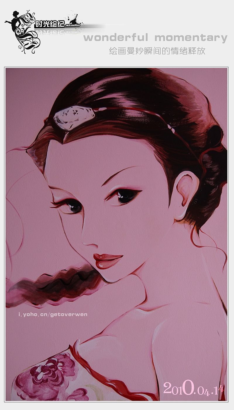 这次为mary kay绘制的一副美女墙绘.