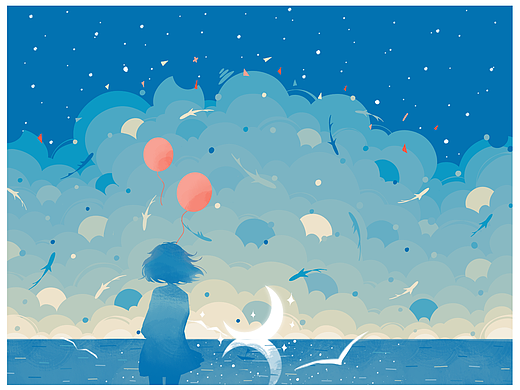 蓝色插画