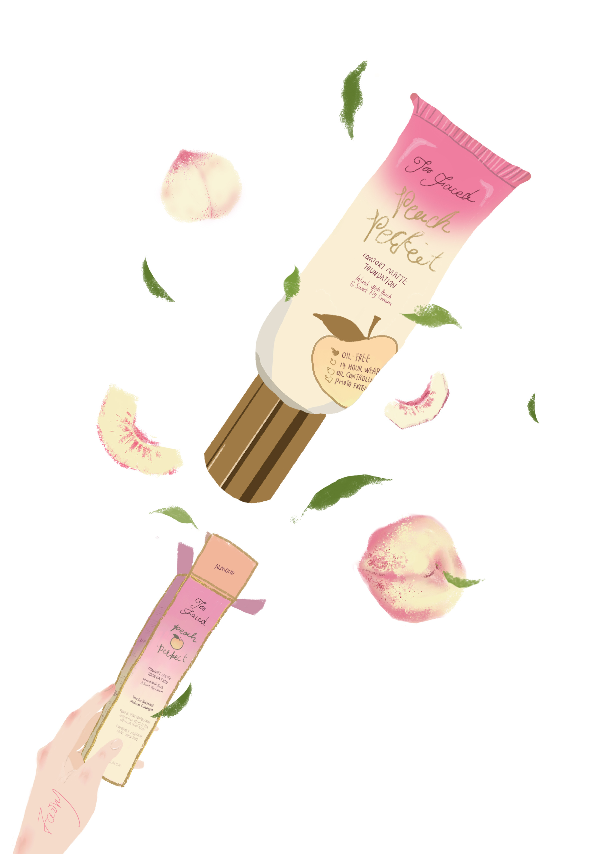 手绘化妆品|蜜桃粉底液