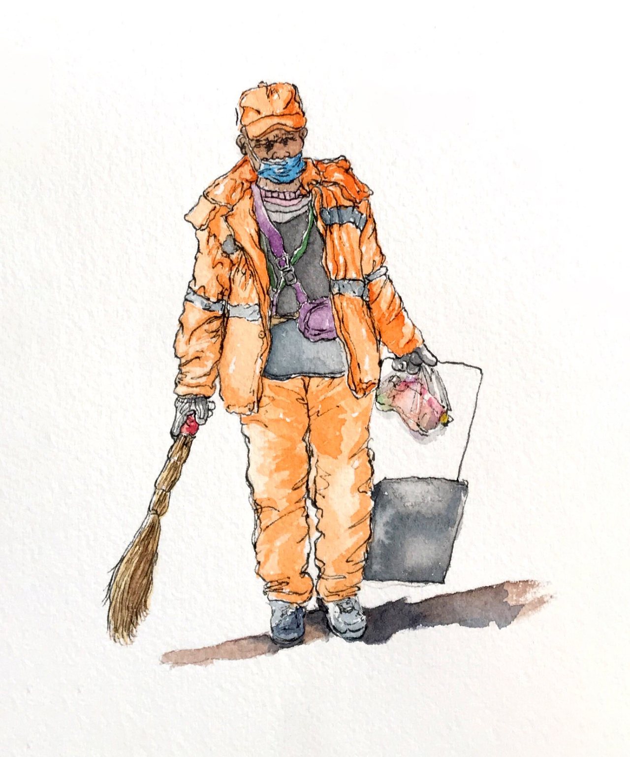 原创水彩画 | 延安解放剧院 "战士"