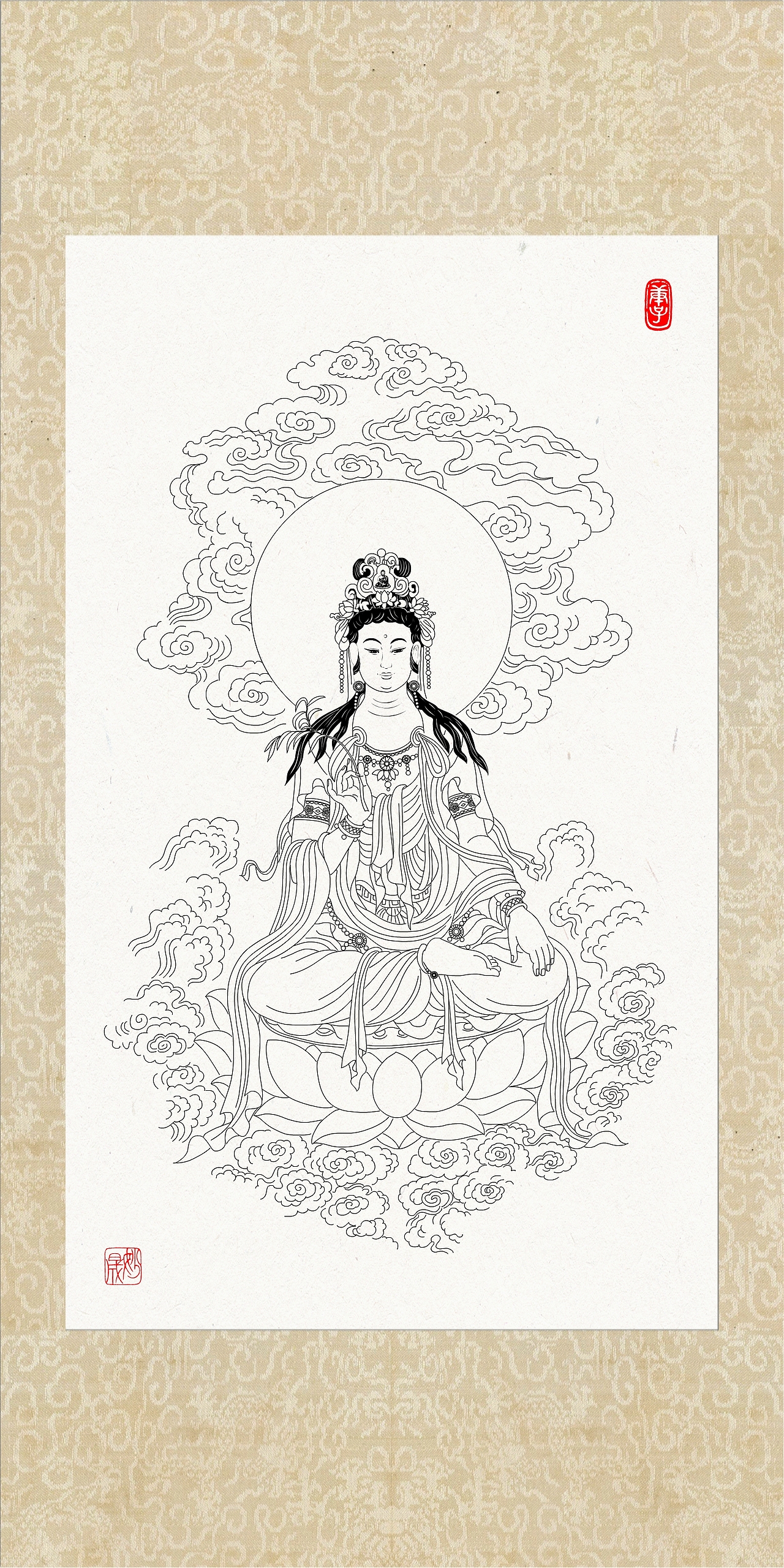观音画像（图ZMTk5NzQ0Nzcy） - 绘画 - 站酷设计师yjs20200220原创素材 - 站酷ZCOOL