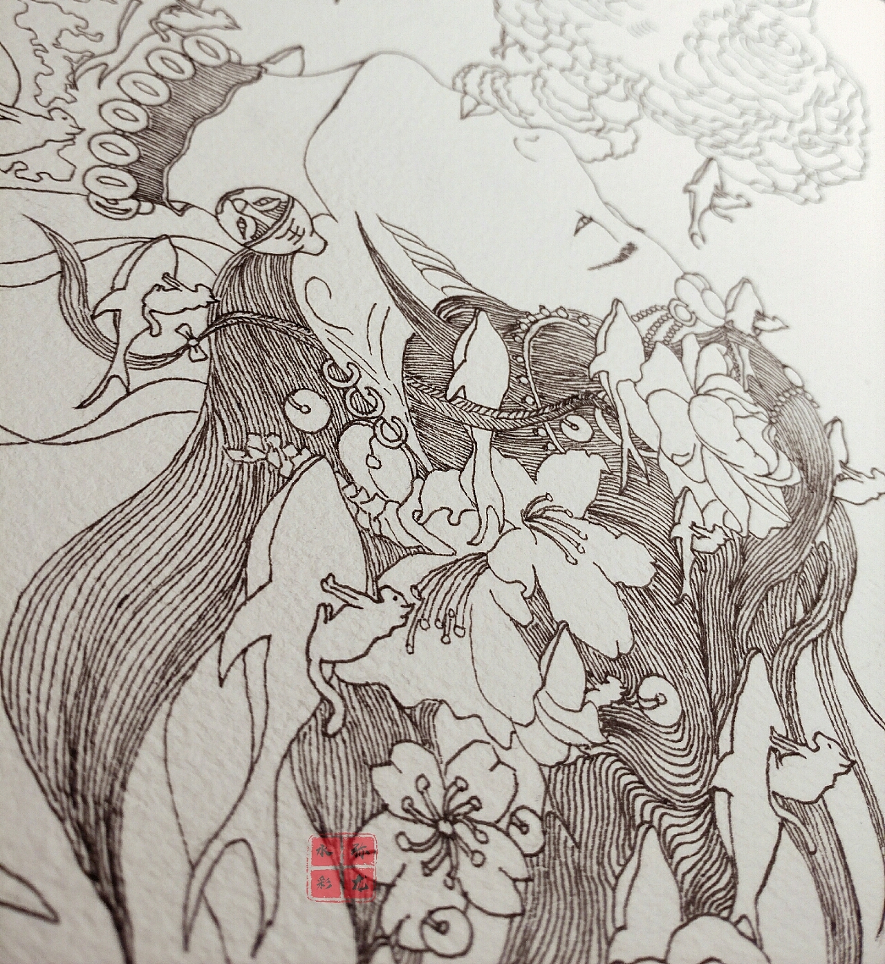 弥龙水彩-猫娘娘（图ZMTM3OTA5MDMy） - 绘画 - 站酷设计师弥龙水彩原创素材 - 站酷ZCOOL