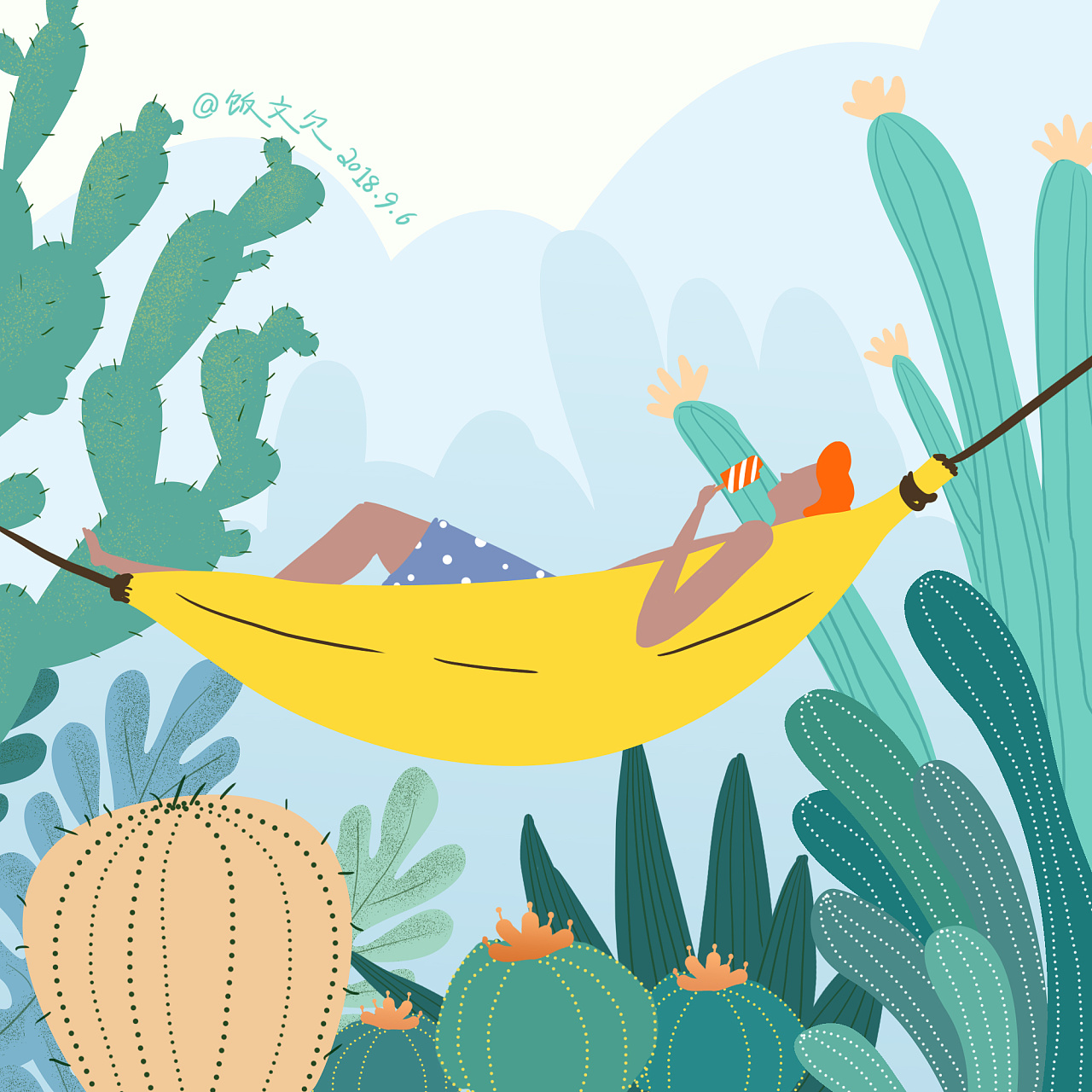 插画练习【水果,汽水,和夏天】