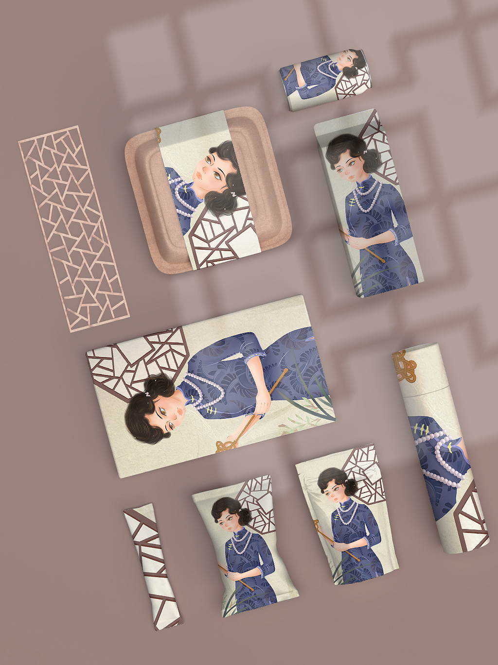 上海女人---旗袍包装插画