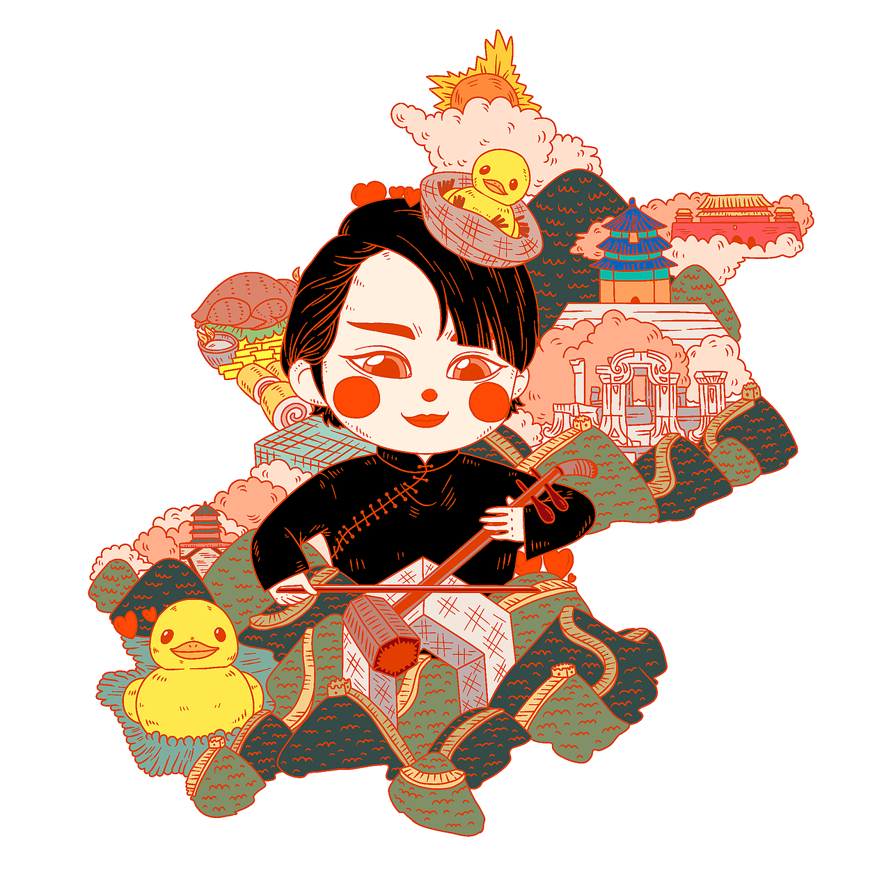 「毕设」各省的插画（四）（图ZNzgwMzgxNjg=） - 艺术插画 - 站酷设计师余肉原创素材 - 站酷ZCOOL