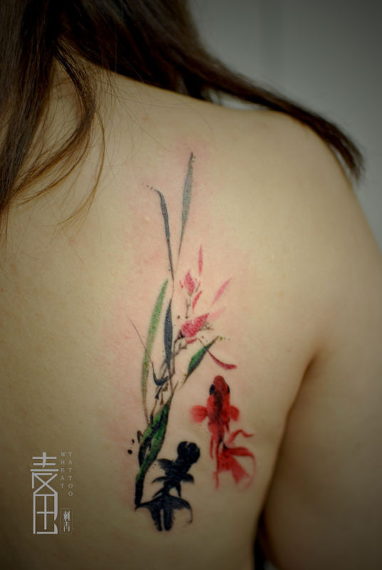 国画风金鱼与兰（图ZNzY5MjQxNDg=） - 其他手工艺 - 站酷设计师lwp200原创素材 - 站酷ZCOOL