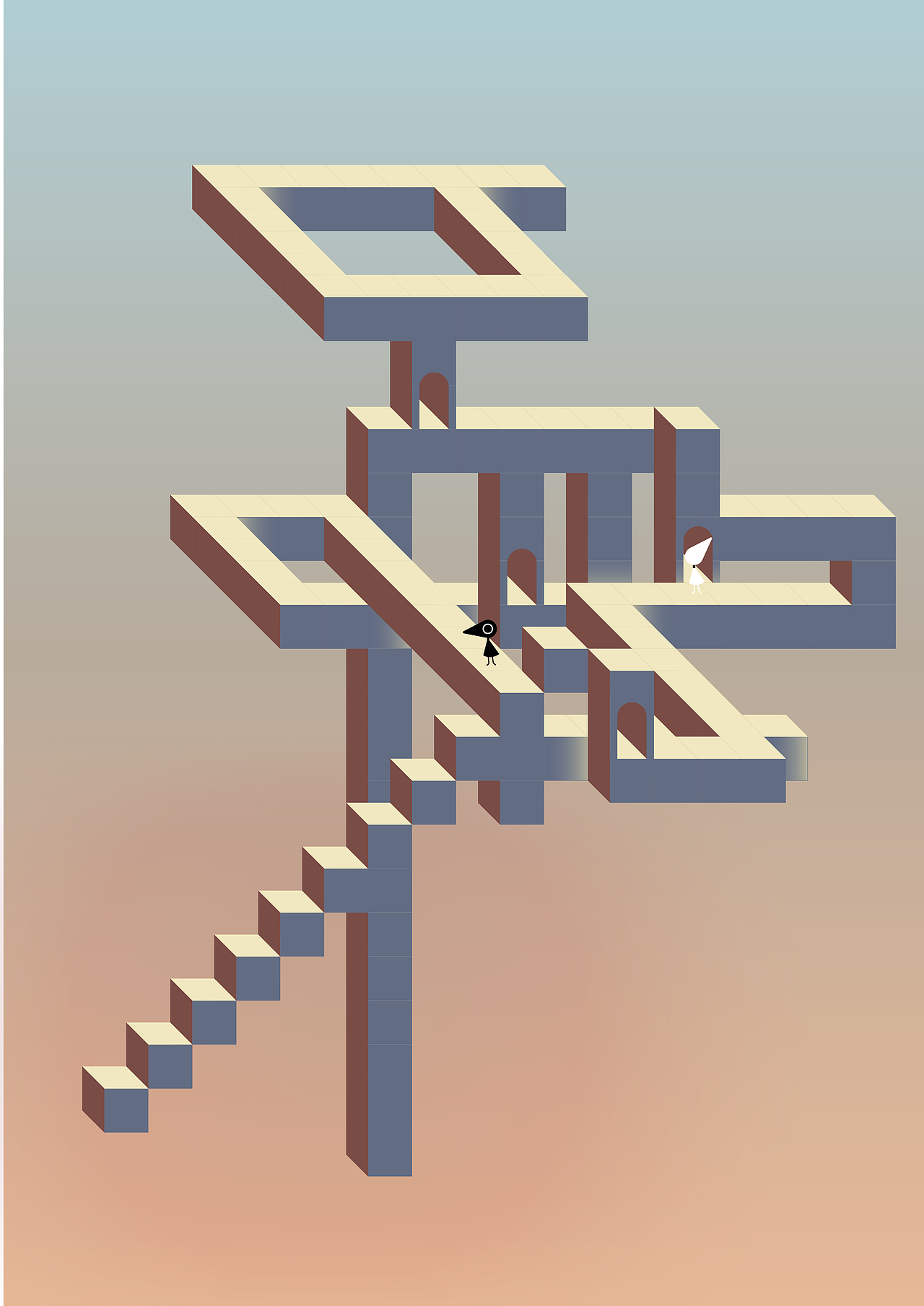 纪念碑谷风格建筑插画_创作