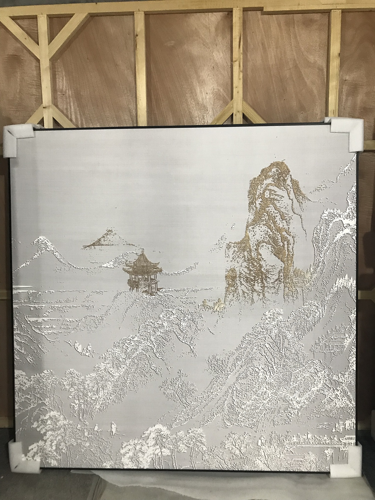 新中式丝绢装饰画实拍