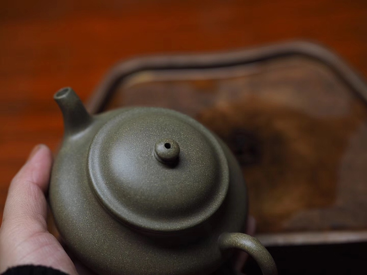 紫砂壶高虚扁原矿青段