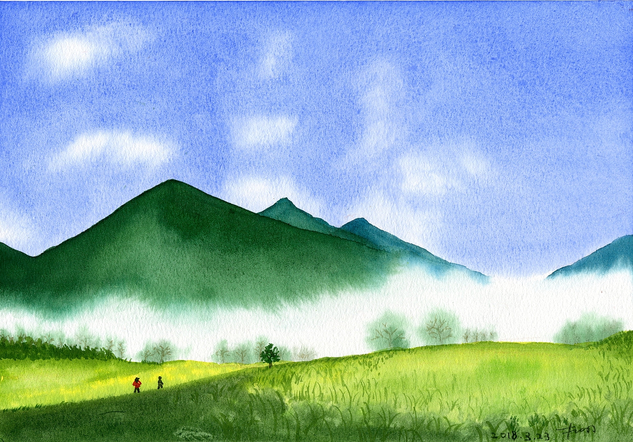 风景水彩画