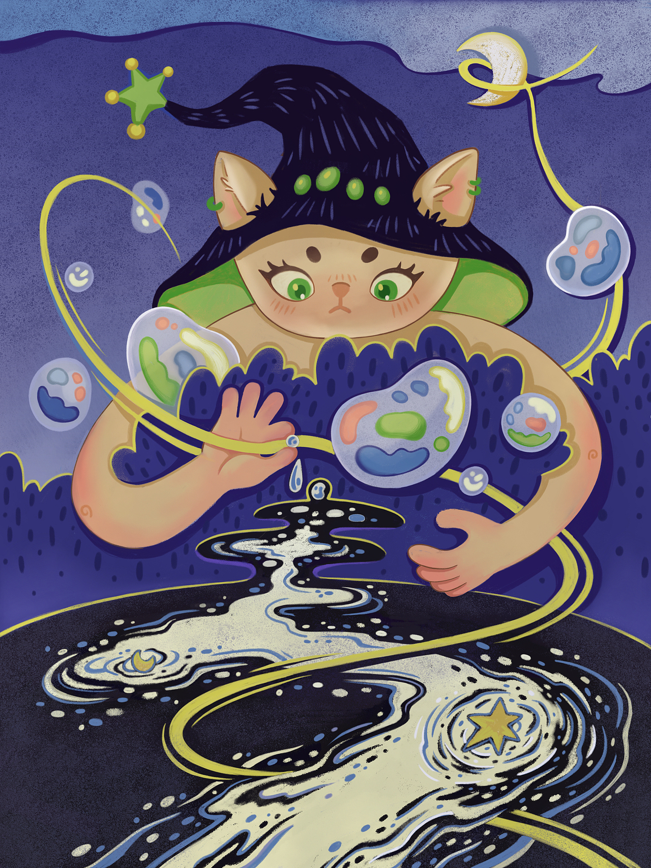 原创插画/猫猫女巫（图ZMzc2ODczOTIw） - 海报 - 站酷设计师插画师有茸原创素材 - 站酷ZCOOL