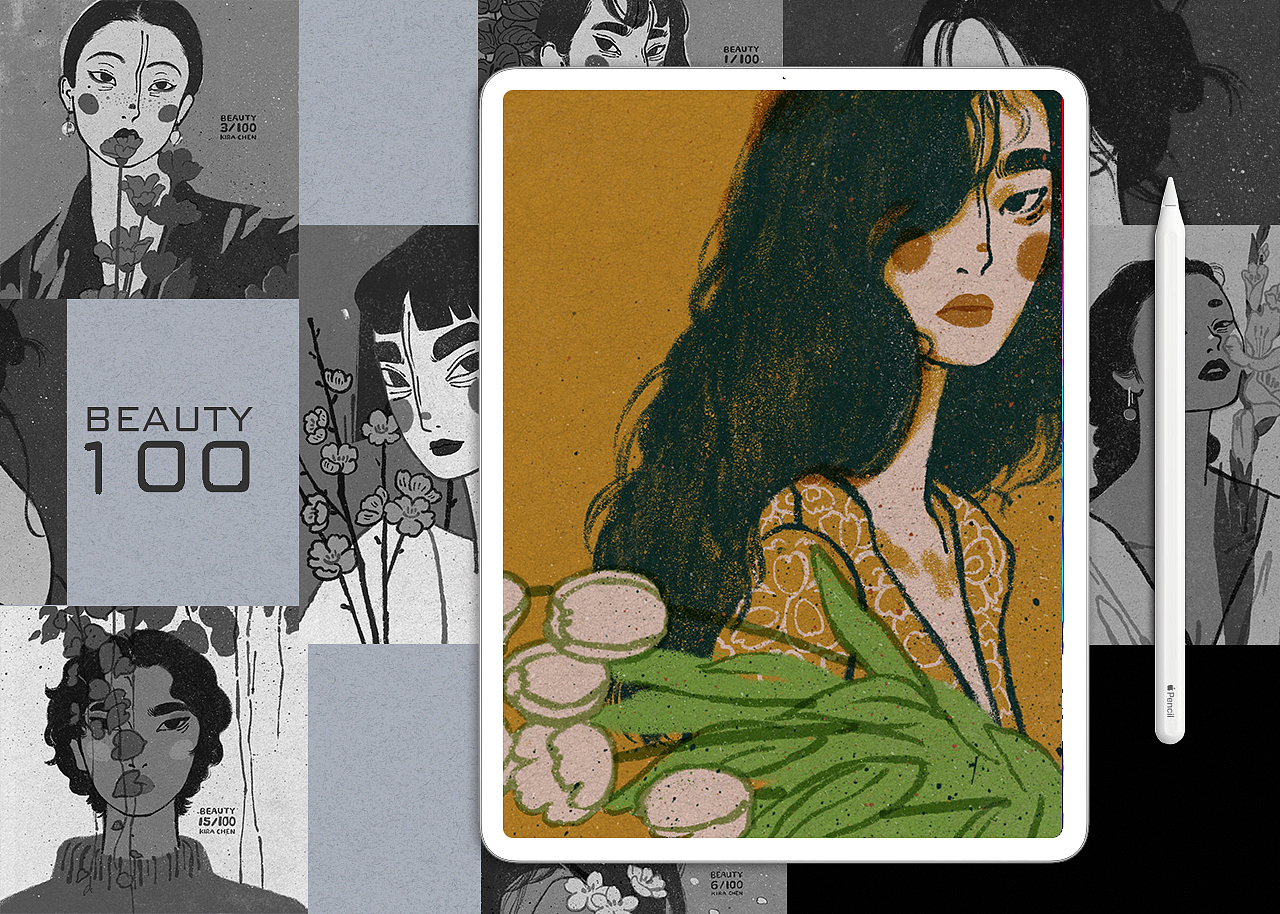 ▏Beauty100 ▏ 红肥绿瘦（一）（图ZMjAxMTA4MDky） - 艺术插画 - 站酷设计师陈萌主原创素材 - 站酷ZCOOL