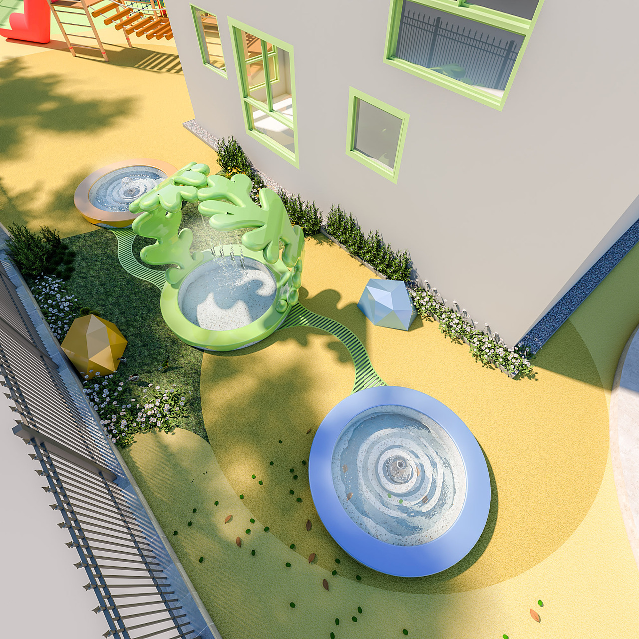 幼儿园户外游玩水池,2019的设计项目,已施工.