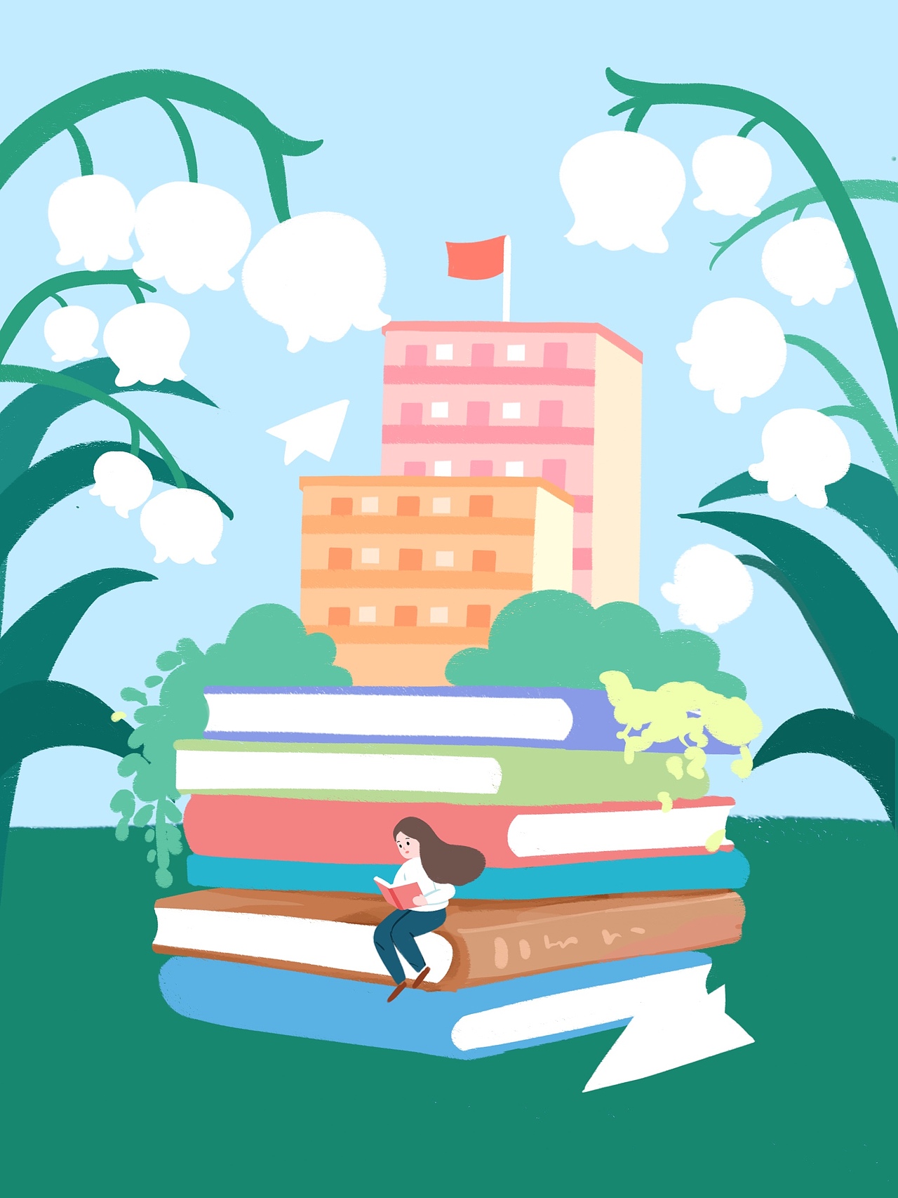 原创校园海报插画一张（图ZMjk2NTQzMTA4） - 创作习作 - 站酷设计师AI米利原创素材 - 站酷ZCOOL