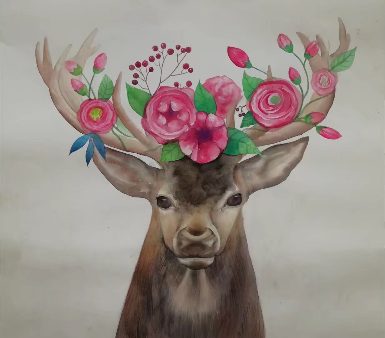 水彩装饰画——鹿