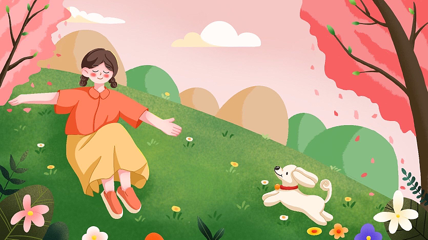 banner春日踏青插画海报设计