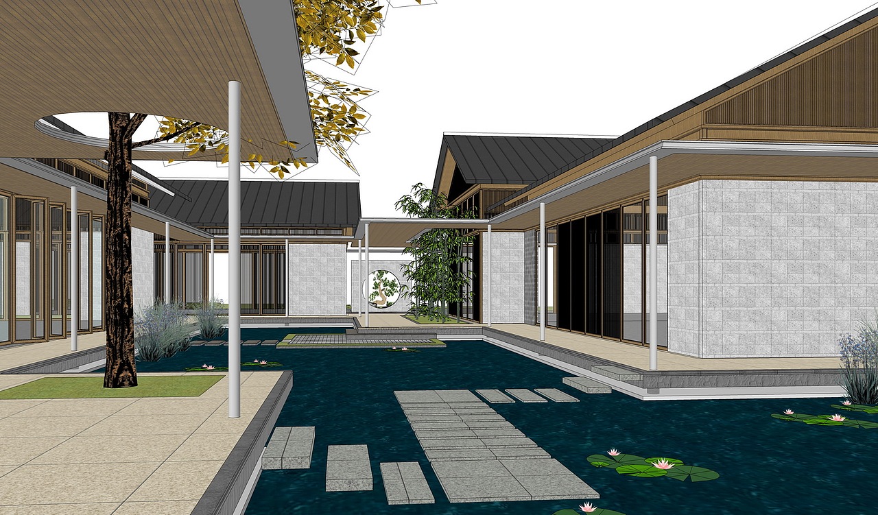 新中式会所SU模型下载