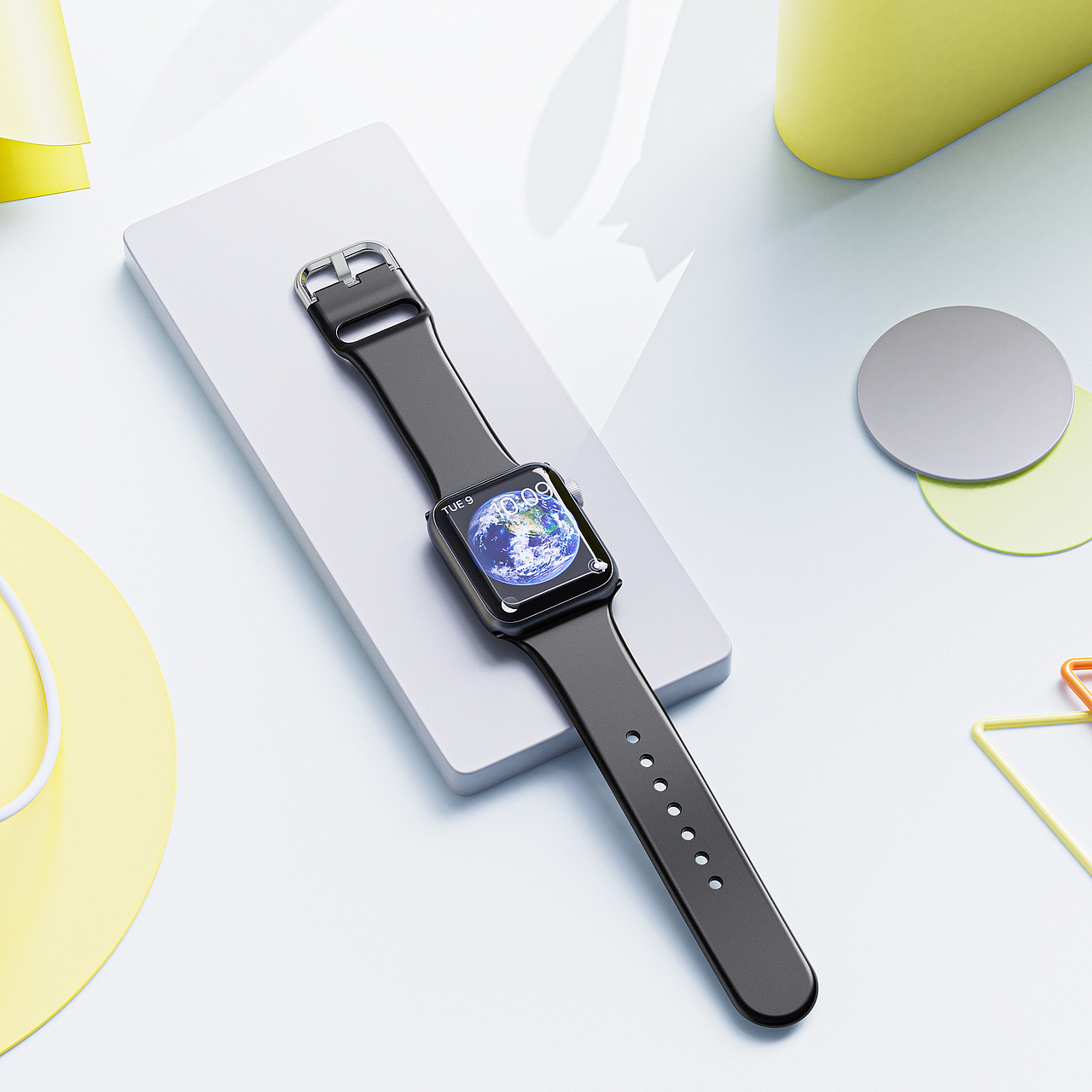 苹果纯色D扣硅胶建模渲染 亚马逊套图