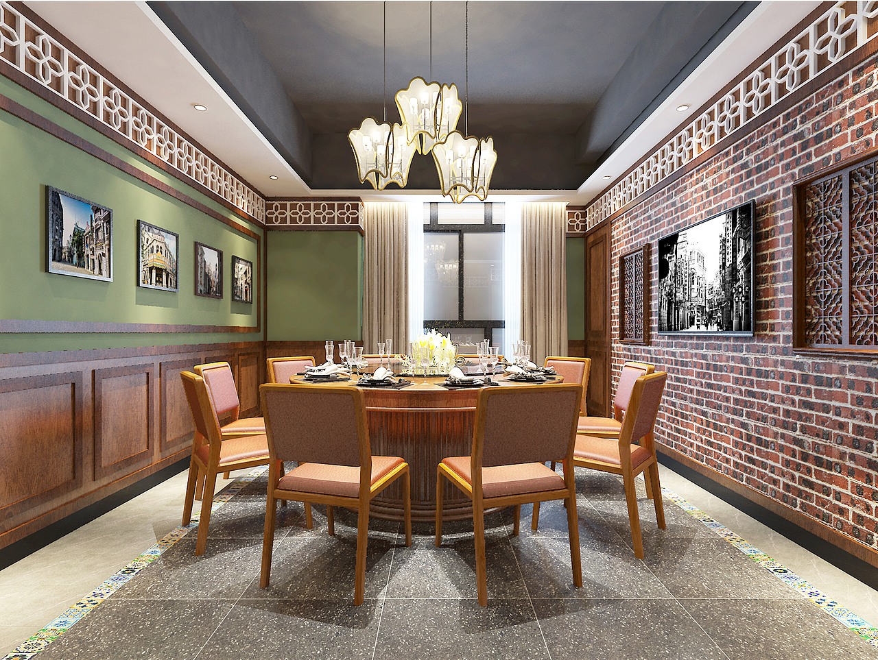 南洋包厢:
线条有的柔美雅致,有的遒劲而富于节奏感,整个立体形式都与有条不紊的、有节奏的曲线融为一体。在这种独具特色的东南亚风情里,用艳丽的色彩调节气氛,质朴中透着热烈与神秘,热烈中有舒展的含蓄,妩媚中蕴藏着神秘,温柔与激情兼备,达成和谐最高境界。墙上骑楼老街的挂画,记载着骑楼老街的历史,80年前,先人们下南洋、闯西洋、到东洋、赚到钱后,用见过的最漂亮的东西建成的家,可谓是一部海南华侨勤劳智慧的创业史。