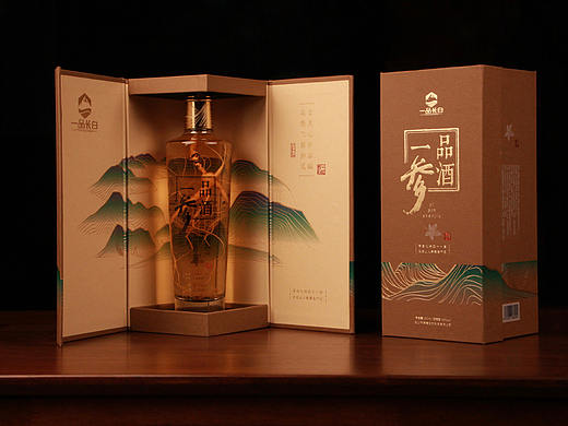 一品长白——一品参酒包装设计（千里江山图）