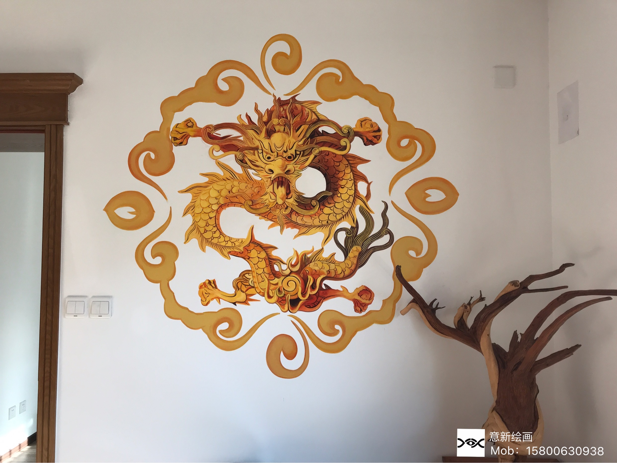 上海墙绘-龙浮雕彩绘