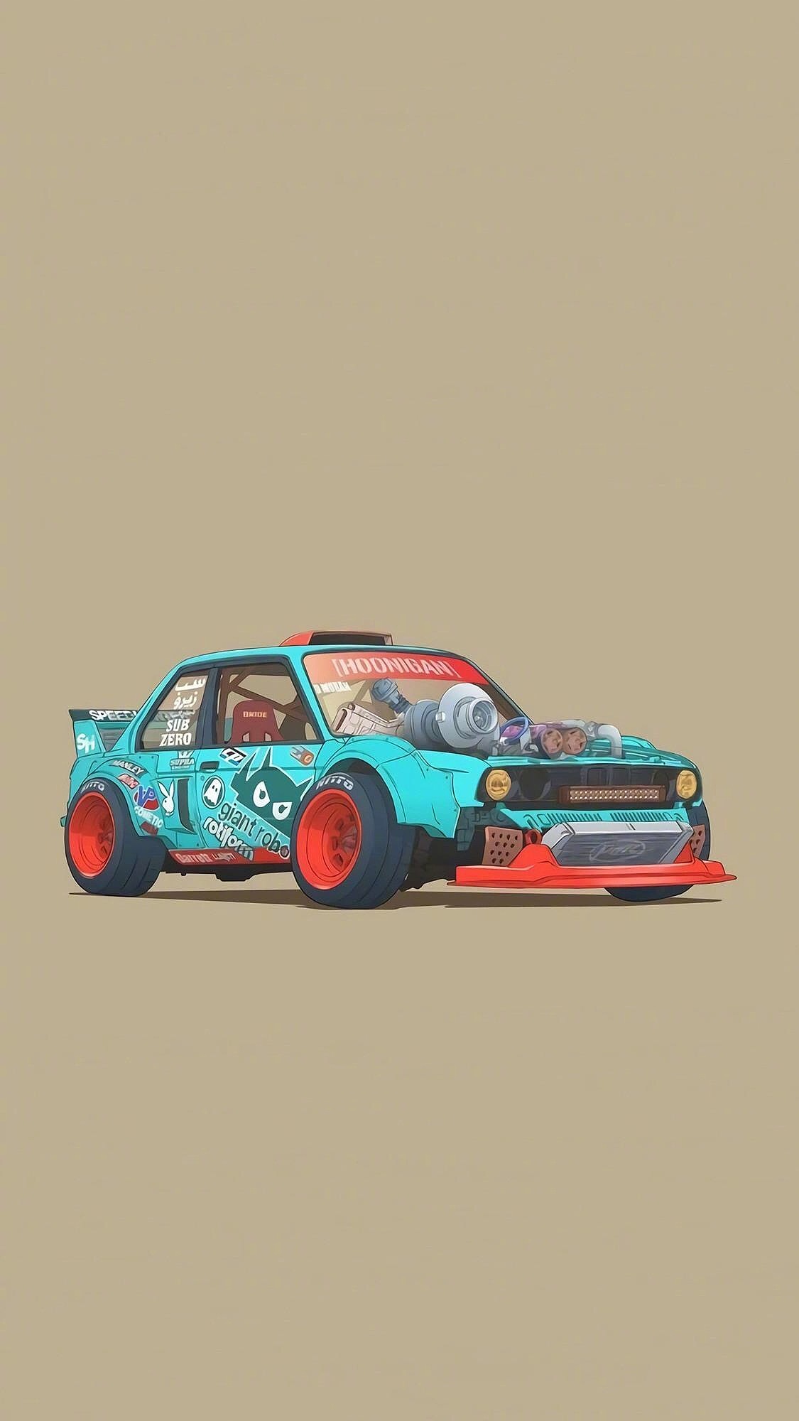 卡通汽车移动端壁纸