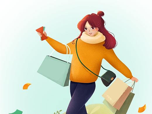 购物 女（个人主页-ZMzY4ODEwODg=） - 商业插画 - 站酷设计师卡卡1254原创素材 - 站酷ZCOOL