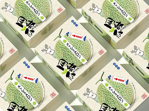网纹瓜哈密瓜香瓜包装盒、水果通用包装盒、小清新日式
