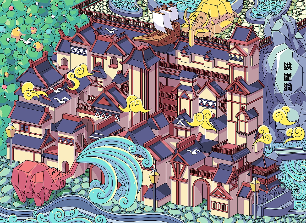 重庆网红旅游景点明信片洪崖洞