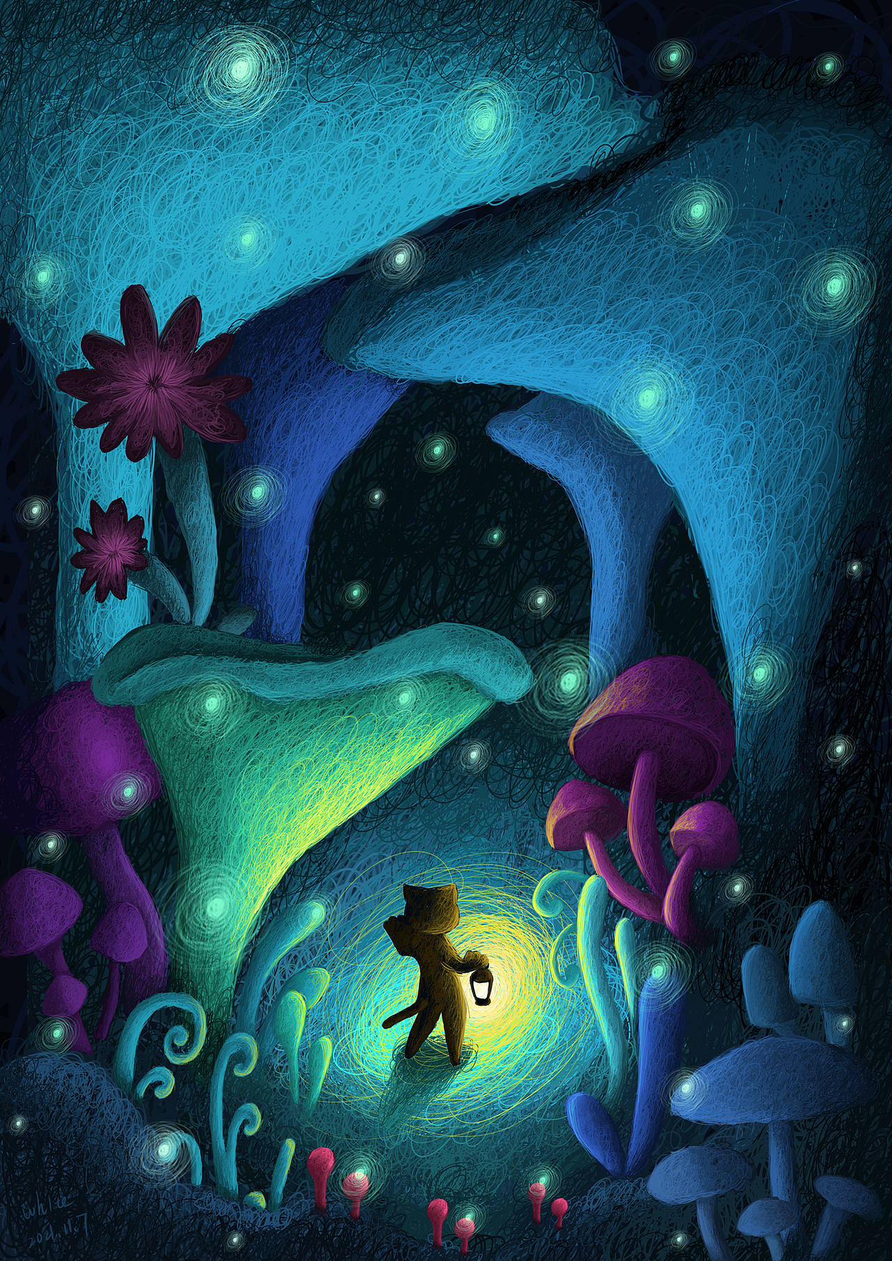 线圈插画练习《提灯夜猫》《宿命的对决》《小猎犬》