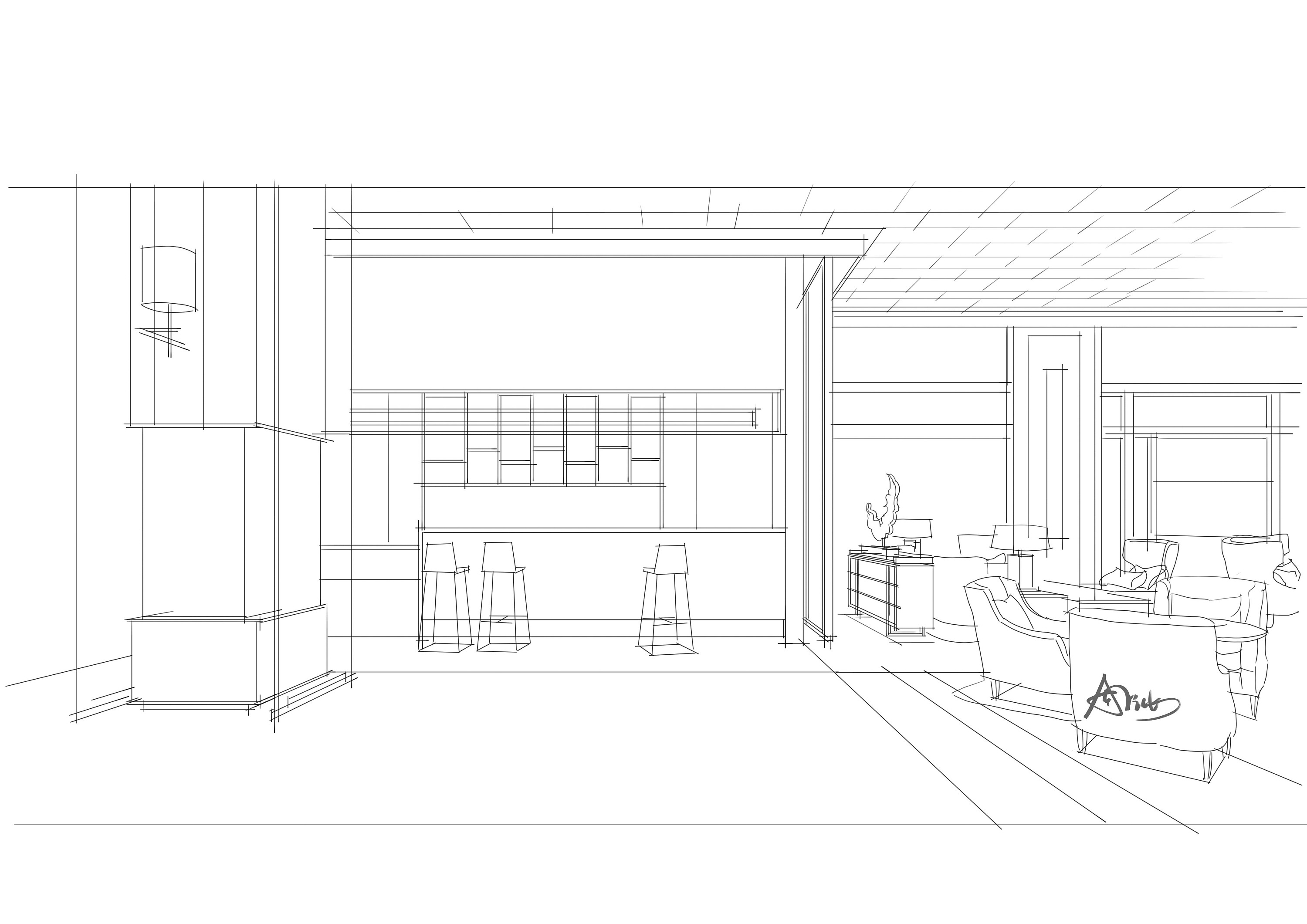 售楼部水吧区(电脑手绘效果图)