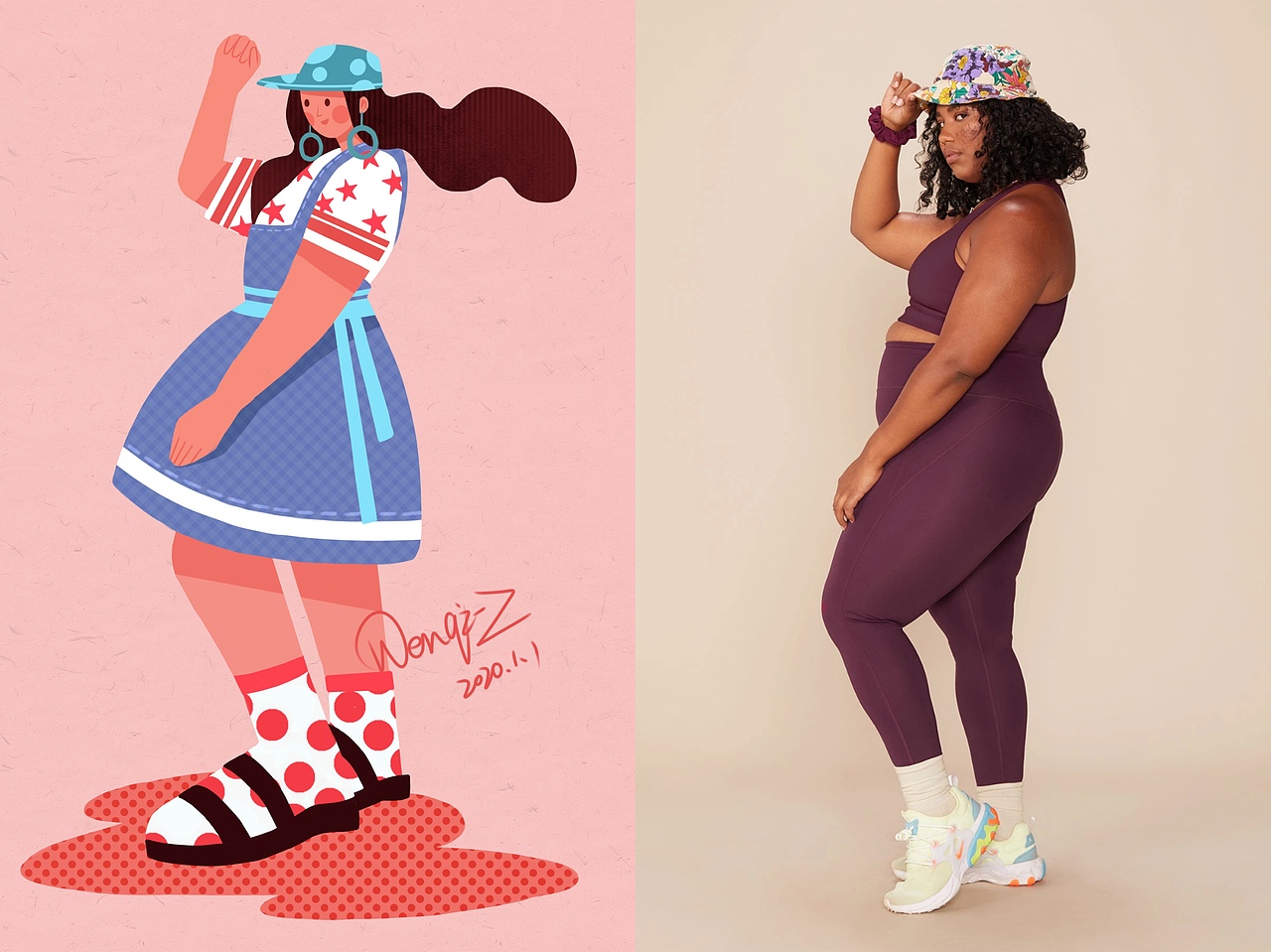 时尚人物穿搭练习（图ZMjQxOTAwOTYw） - 商业插画 - 站酷设计师周周ZhouZ原创素材 - 站酷ZCOOL