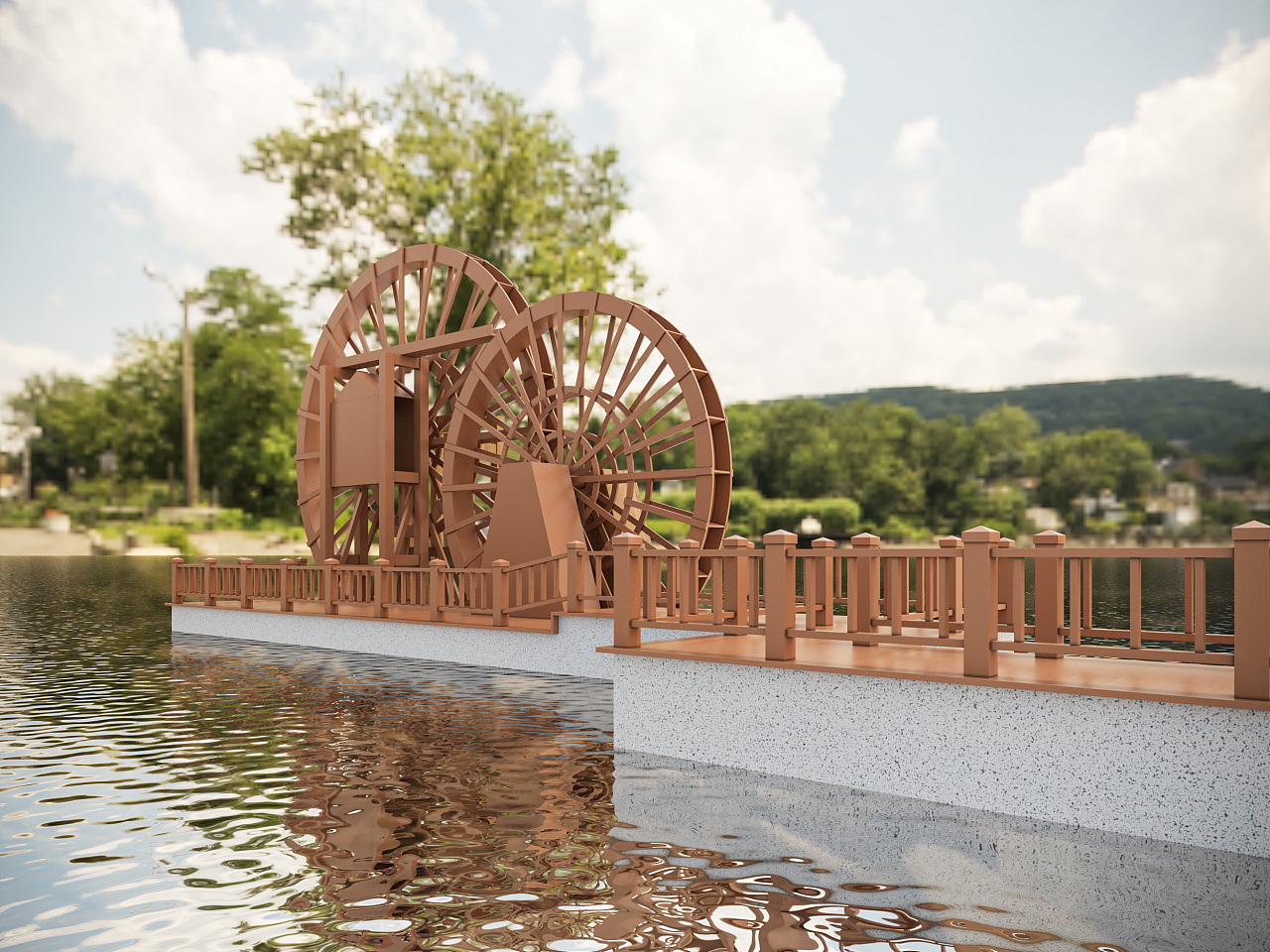 水车效果图|空间|景观设计|闵晨阳 - 原创作品 - 站酷 (zcool)