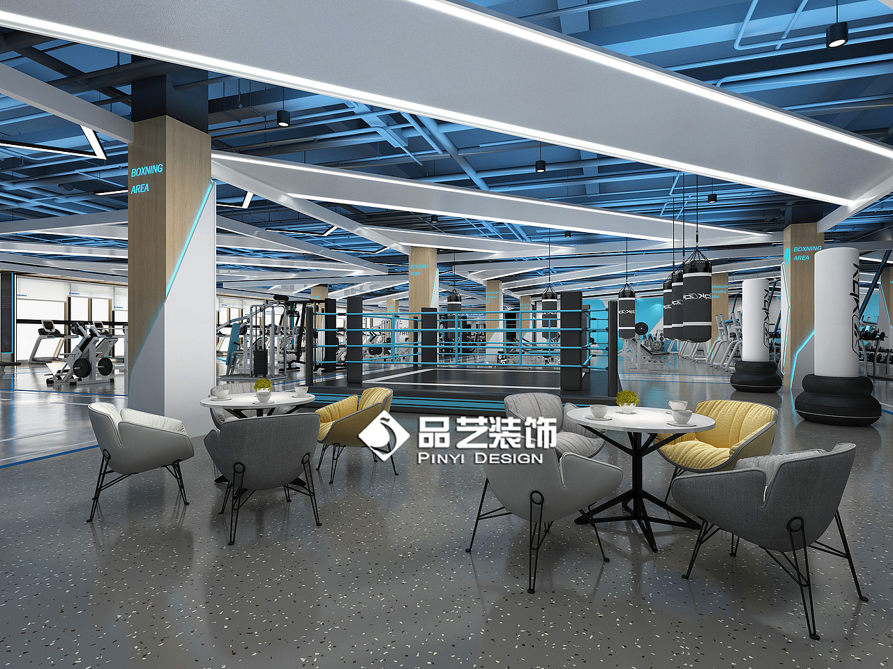 南宁富必达健身会所健身房设计（图ZMjMwMDMyMjIw） - 家装设计 - 站酷设计师品艺装饰原创素材 - 站酷ZCOOL