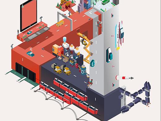 城市矛盾空间插画